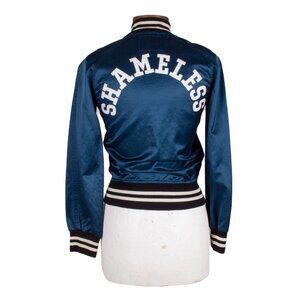 R13 SHAMELESS dark blue polyester bomber jacket